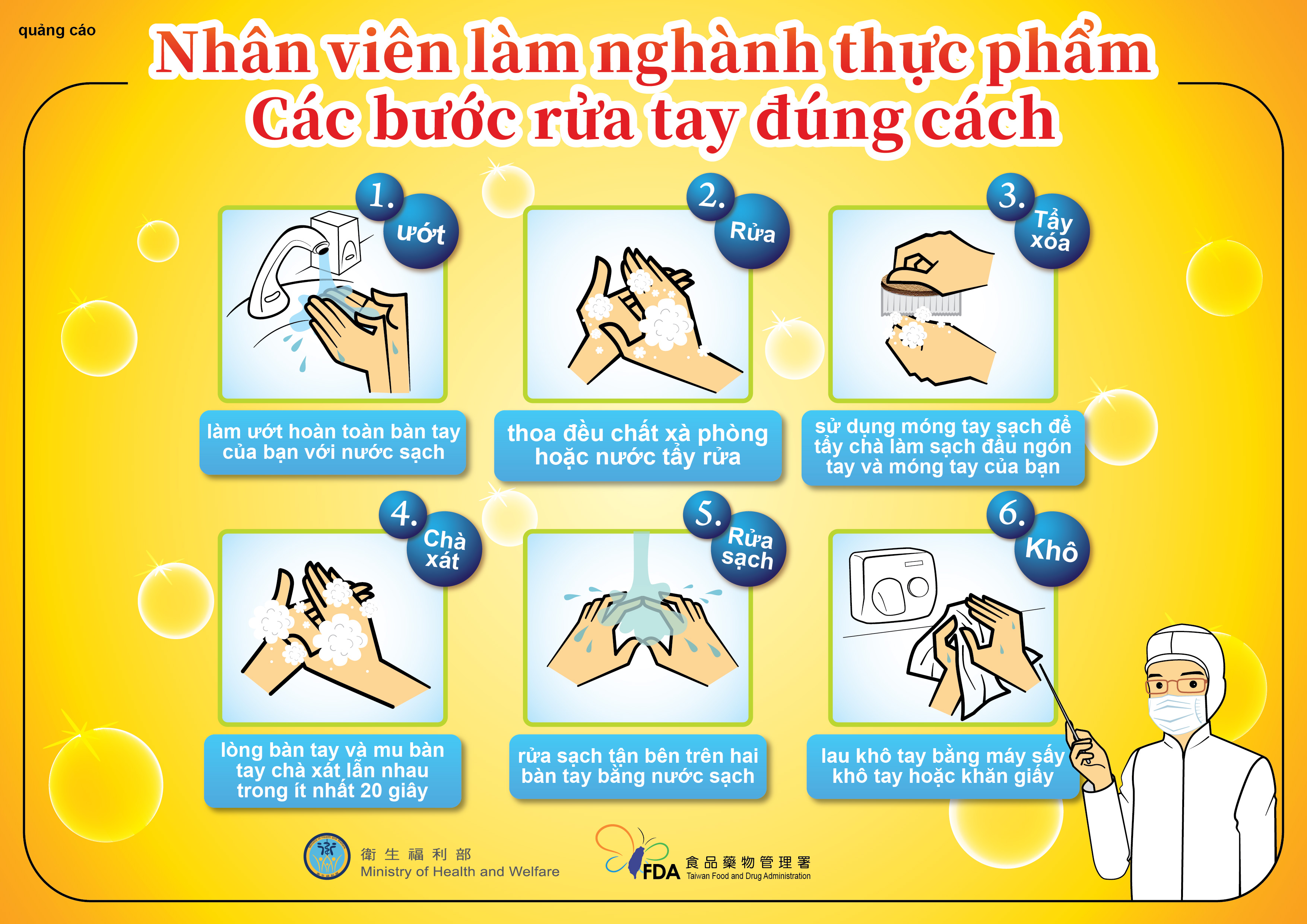 食品從業人員正確洗手步驟(越南文)無紙本索取