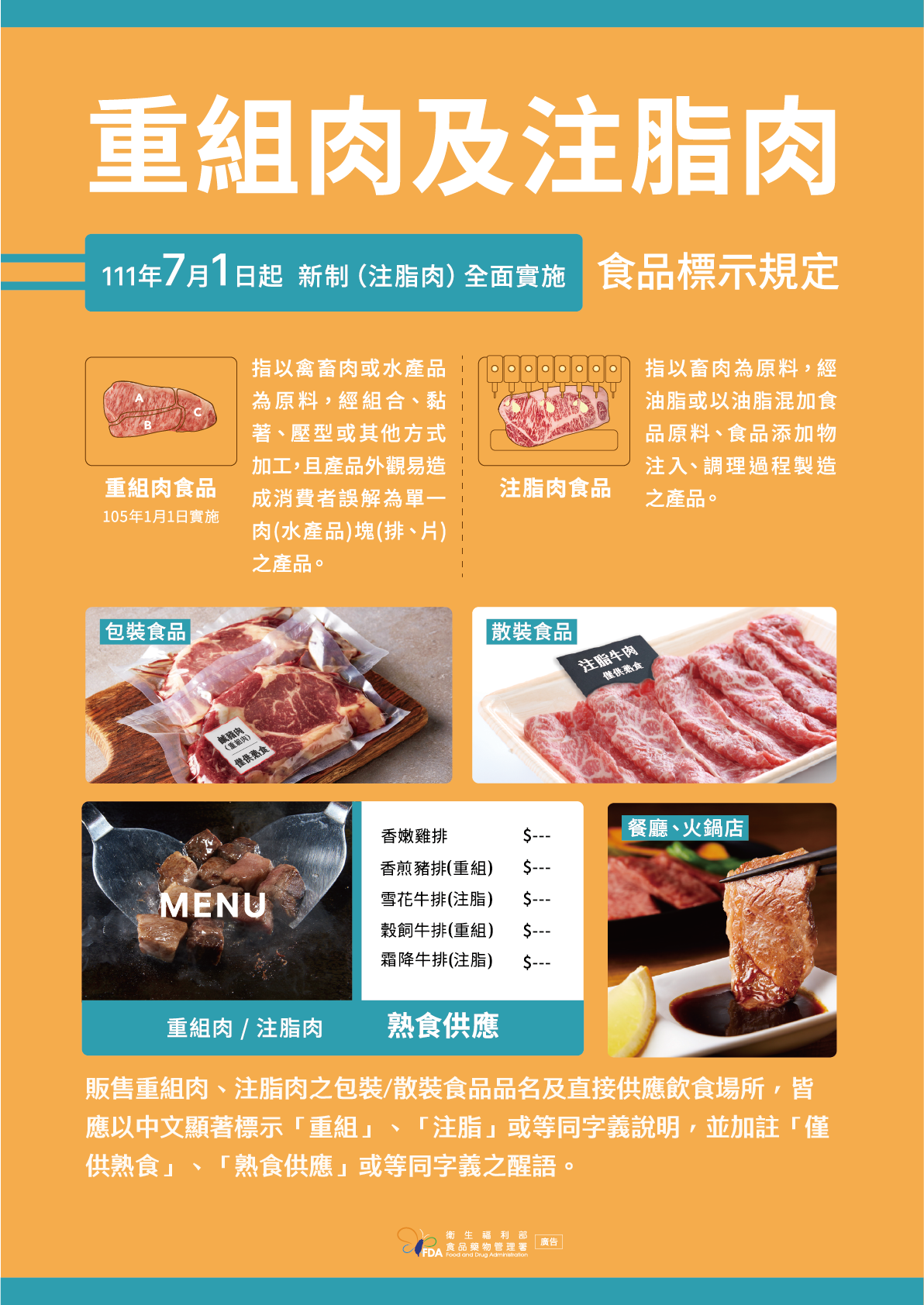 重組肉及注脂肉食品標示規定