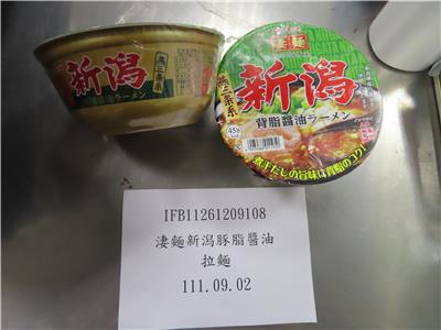 日本出口「淒麵新潟豚脂醬油拉麵」農藥殘留含量不符規定