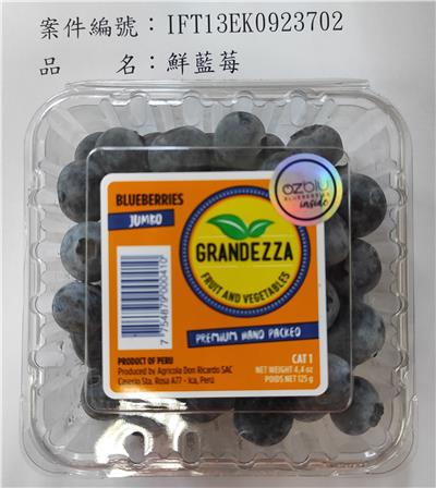 秘魯出口「鮮藍莓」農藥殘留含量不符規定