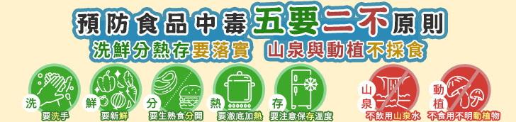 預防食品中毒五要二不原則，洗鮮分熱存要落實，山泉與動植不採食